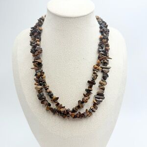 Natural Tiger Eye Chips gemstone Strand Necklace